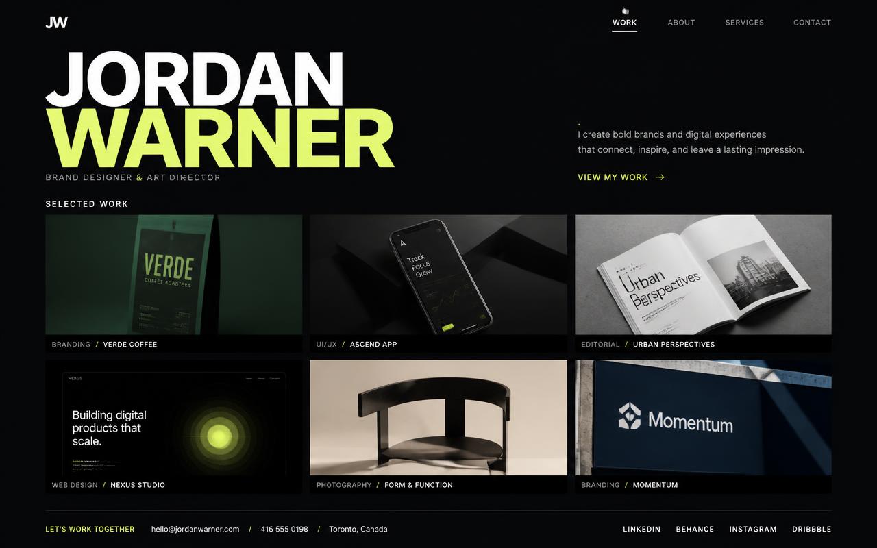 Sharp portfolio website built by Nightshift
